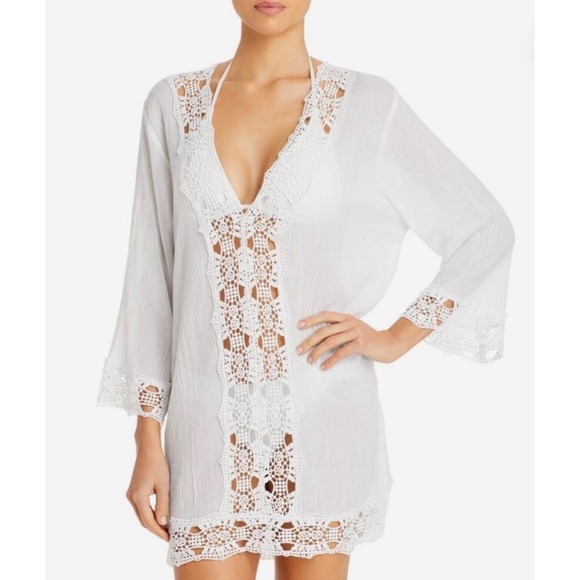 La Blanca Other - NWT La Blanca Island Fare Crocheted Lace Trim Tunic Swim Cover-Up | XL